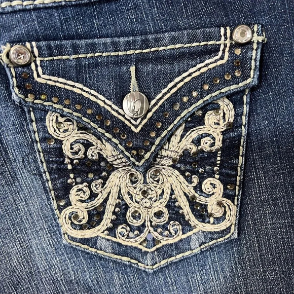 Nine West Jeans Shorts Date Night Fit 28/6 Chunky Stitching Rhinestones Bling - Picture 6 of 7